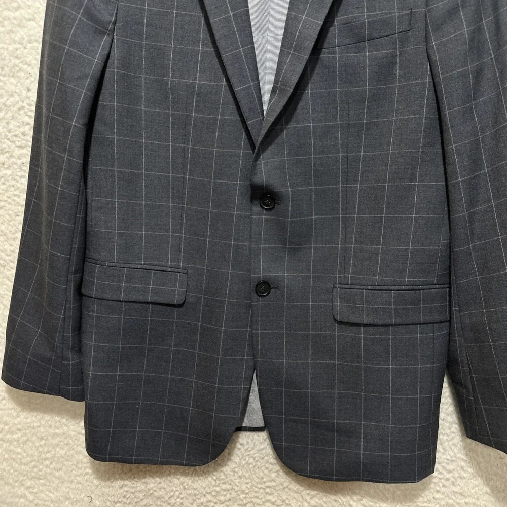 Banana Republic Men's Blazer Jacket Size 42 Gray Tailored Slim Fit‎ Windowpane